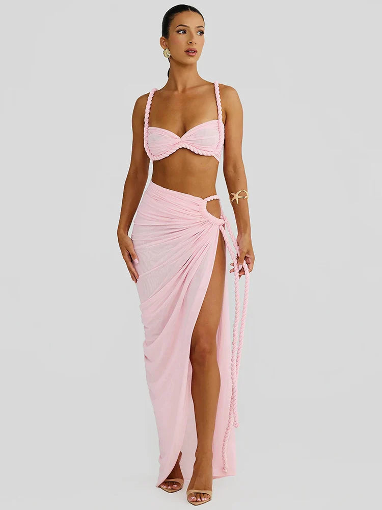 Strapless Crop Top & Maxi Skirt Set