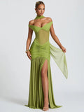Halter Backless Split Maxi Dress