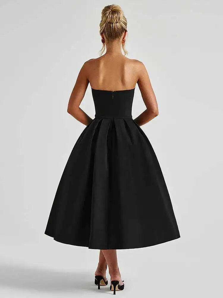 Off-Shoulder Backless Midi Dress