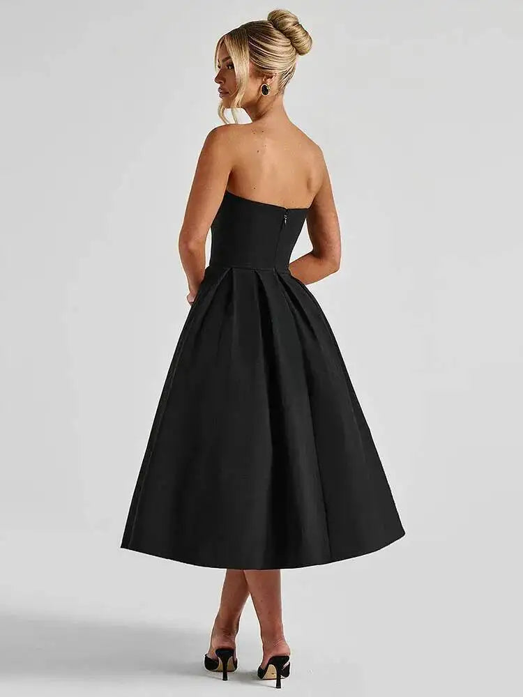 Off-Shoulder Backless Midi Dress