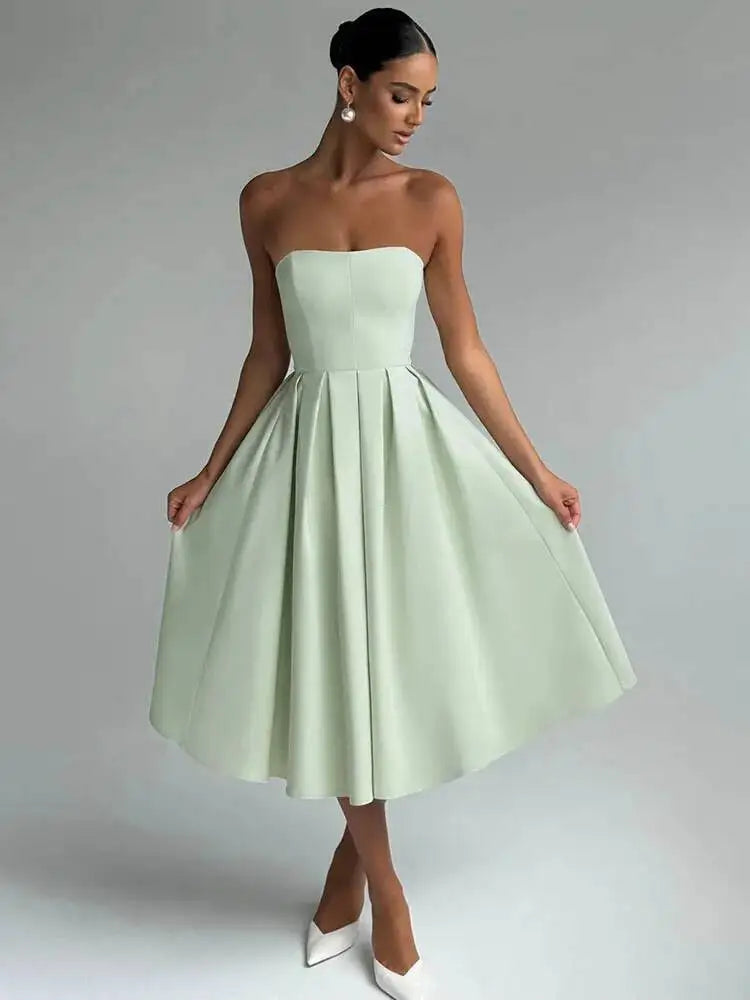Off-Shoulder Backless Midi Dress