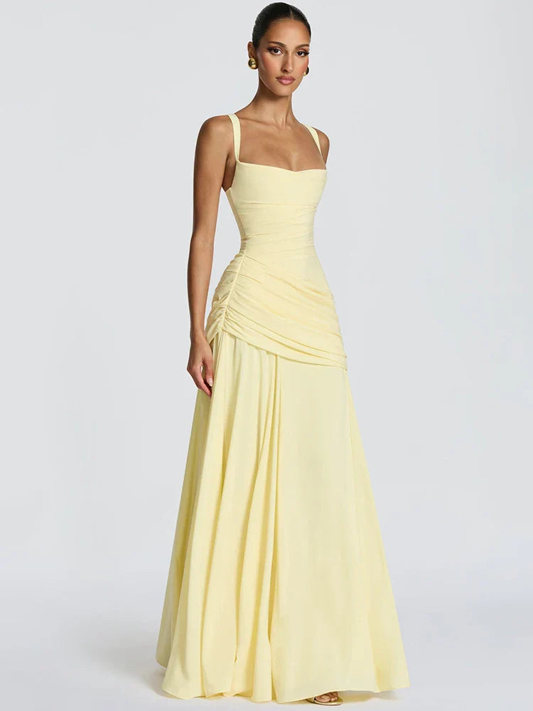 Off-Shoulder Ruched Backless Maxi Dress