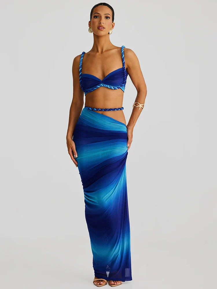 Strapless Crop Top & Maxi Skirt Set