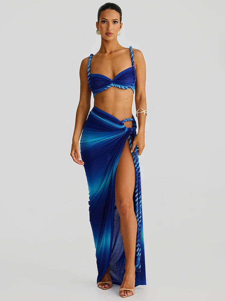 Strapless Crop Top & Maxi Skirt Set