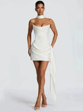 Off-Shoulder Ruched Backless Mini Dress