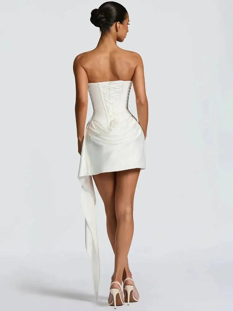 Off-Shoulder Ruched Backless Mini Dress