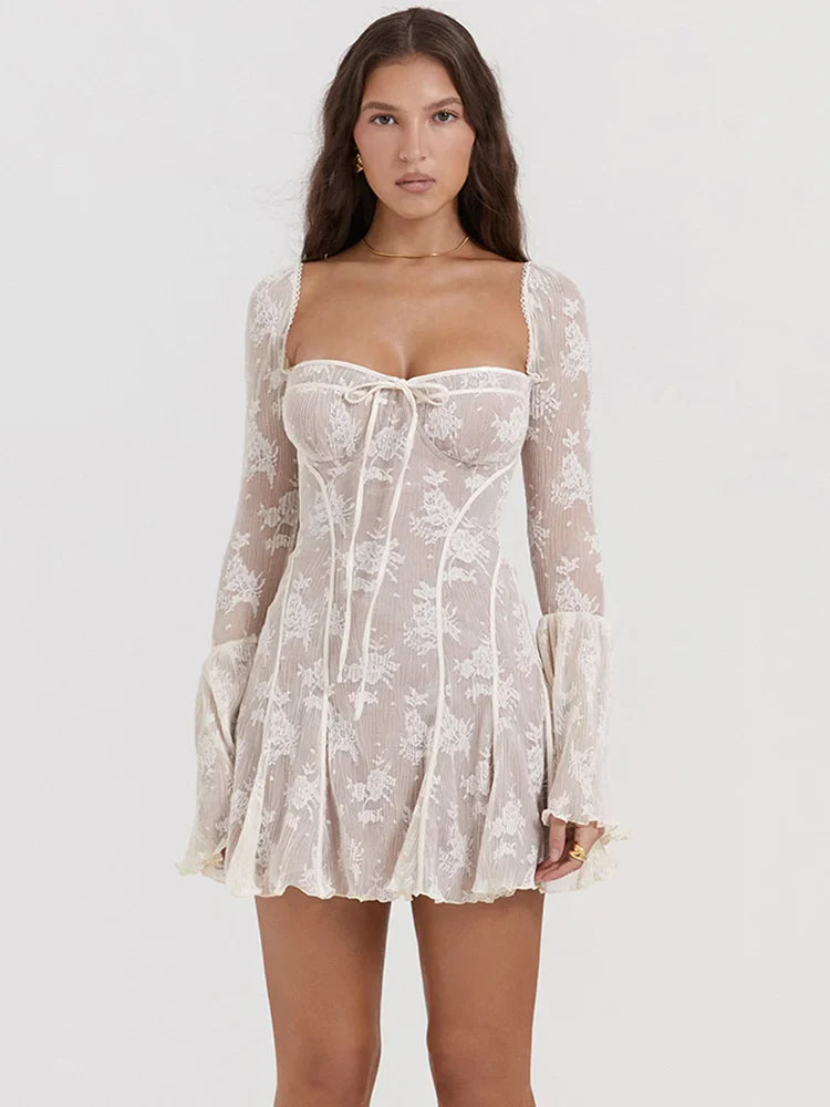 Elegant Print Backless Mini Dress