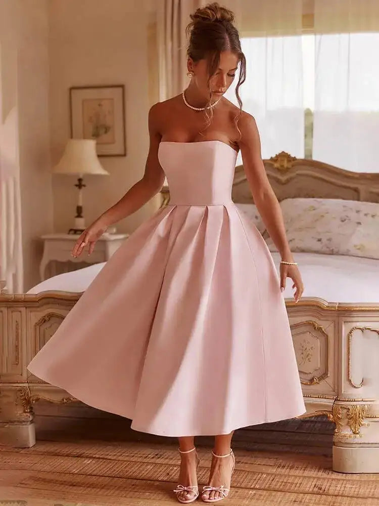 Off-Shoulder Backless Midi Dress