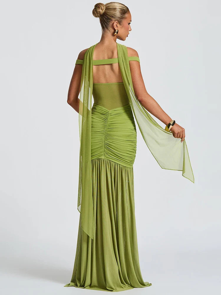 Halter Backless Split Maxi Dress
