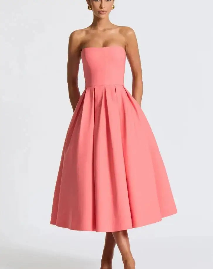 Off-Shoulder Backless Midi Dress