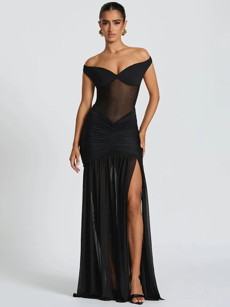 Halter Backless Split Maxi Dress