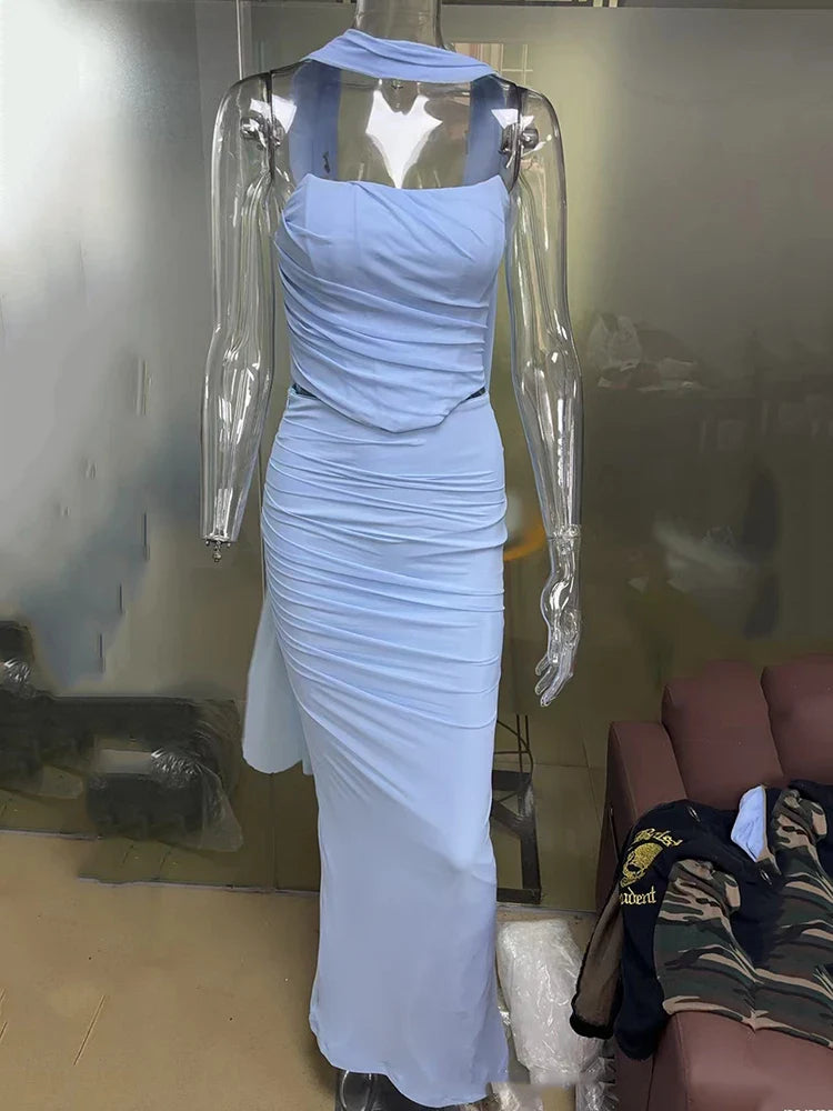 Sexy Strapless Crop Top & Maxi Skirt Set