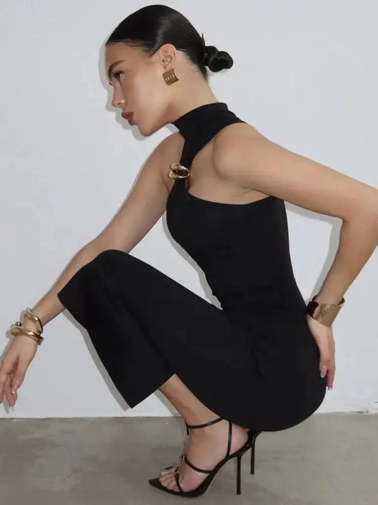 Turtleneck Off-Shoulder Backless Maxi Dress