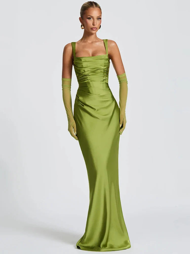 Elegant Satin Backless Maxi Dress