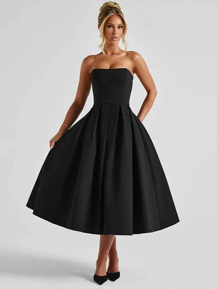 Off-Shoulder Backless Midi Dress