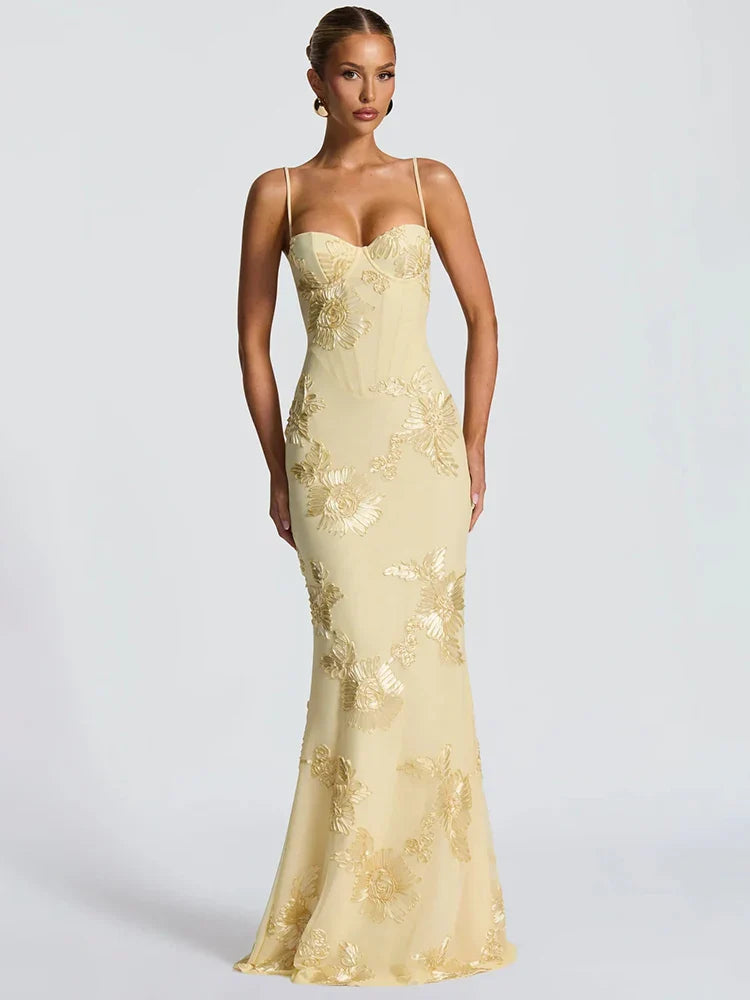 Sexy Backless Floral Maxi Dress