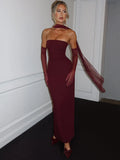 Scarf Collar Backless Maxi Dress