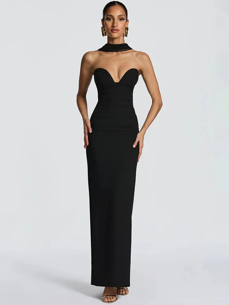 Off-Shoulder Zipper Backless Maxi Dress
