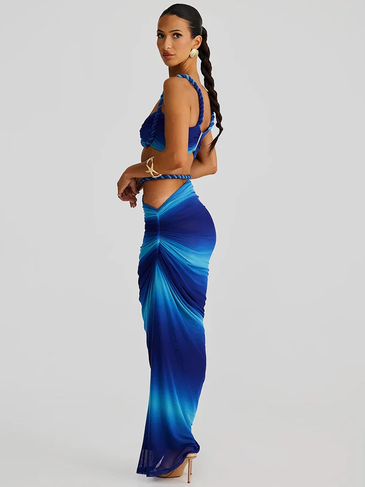 Strapless Crop Top & Maxi Skirt Set
