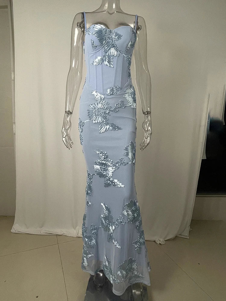 Sexy Backless Floral Maxi Dress