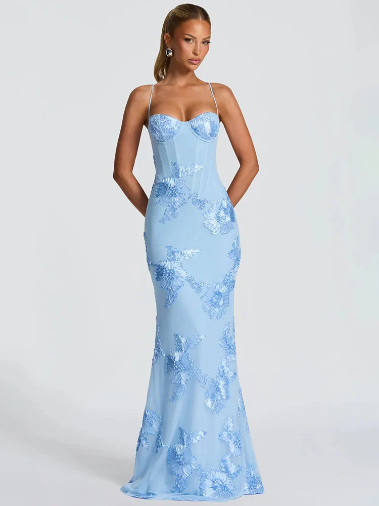 Sexy Backless Floral Maxi Dress