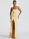 Spaghetti Strap Split Backless Maxi Dress