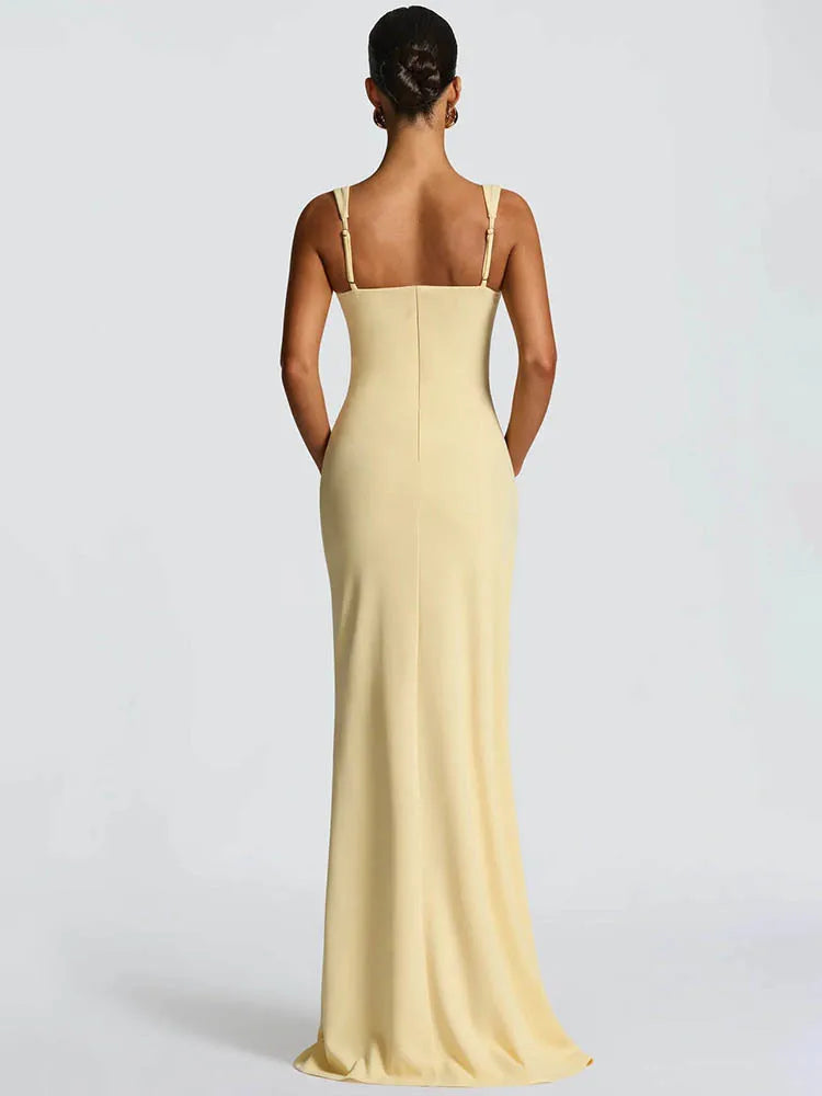 Spaghetti Strap Split Backless Maxi Dress