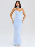 Sexy Strapless Crop Top & Maxi Skirt Set